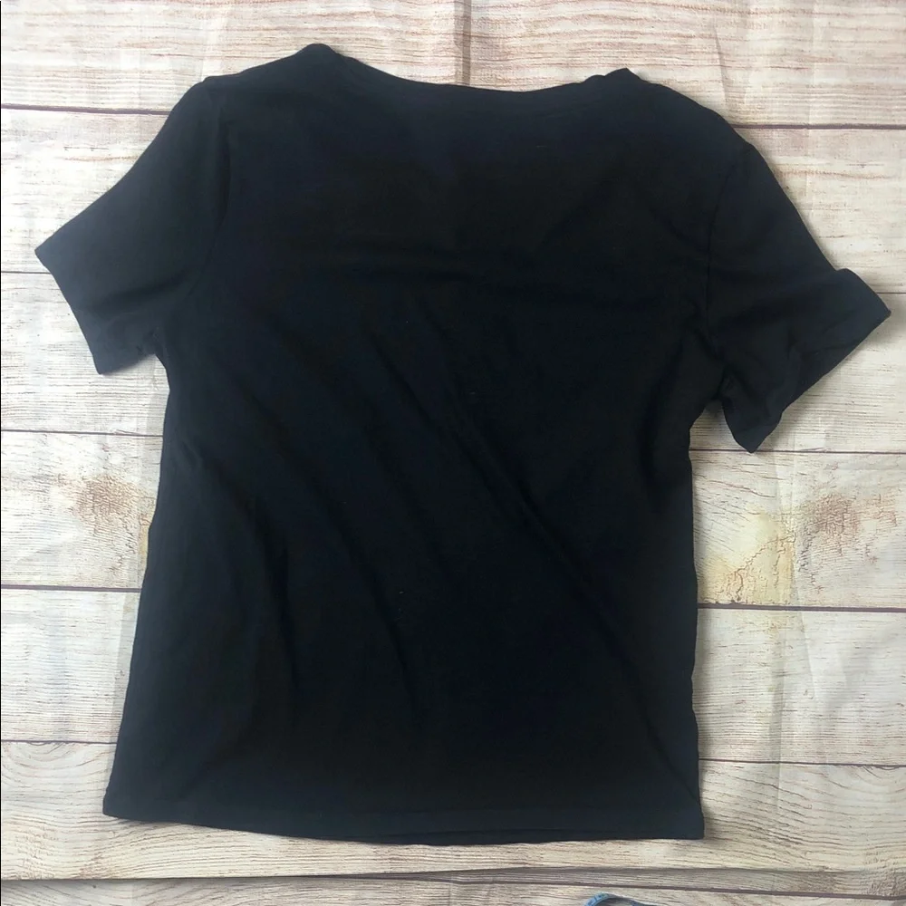 Victoria's Secret Black Tee with Shimmering Silver Logo‎